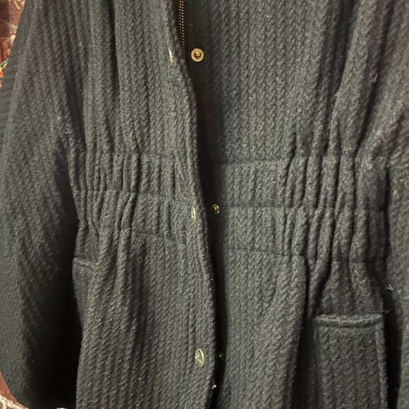 GUESS Black Wool Blend Textured Cape Coat - Size Small - Picture 4 of 12